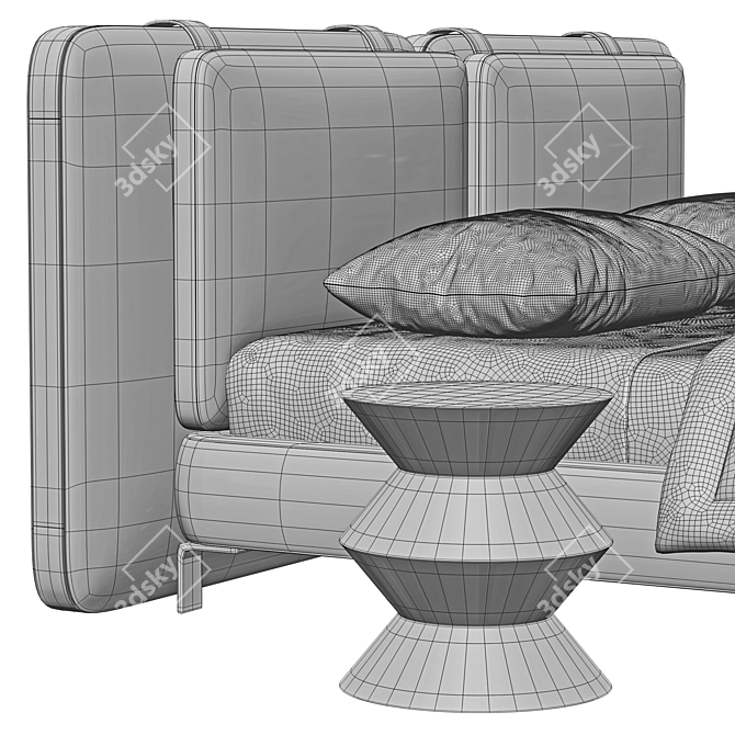 Elegant Modern Minotti Tatlin Bed 3D model image 5