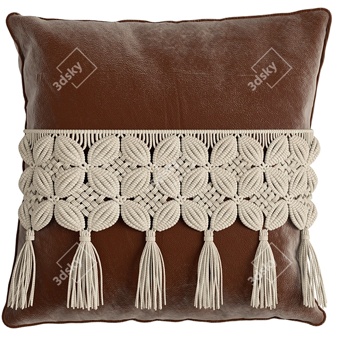 Boho Chic Macrame Pillow Set 3D model image 2