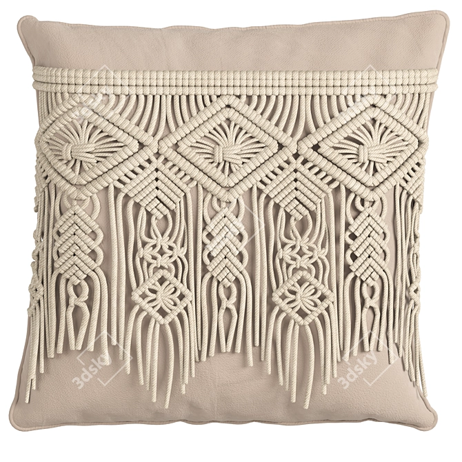 Boho Chic Macrame Pillow Set 3D model image 6