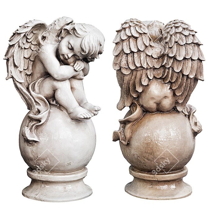 Heavenly Guardian: Divine Angel Sculpture 3D model image 1