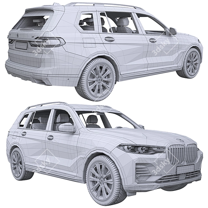 Premium BMW X7 Model - Detailed Exterior & Partially Rendered Interior 3D model image 7