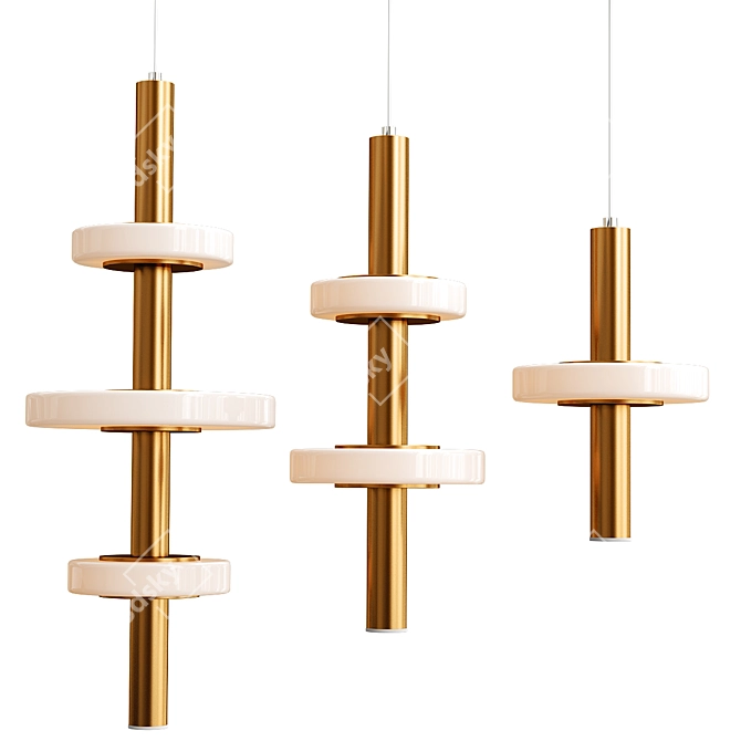 Bronze Metal & Marble Pendant Lights 3D model image 1