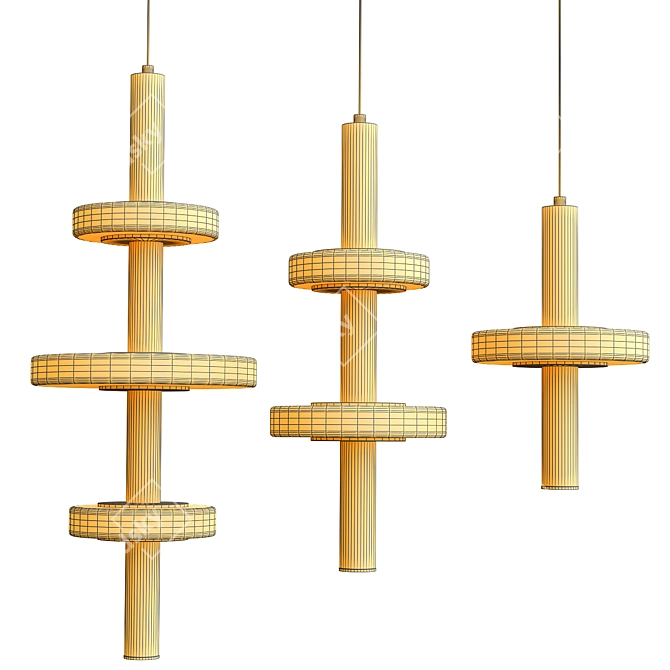 Bronze Metal & Marble Pendant Lights 3D model image 2