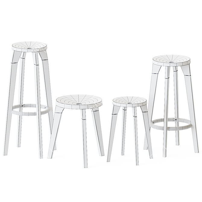 Ariake Dovetail Barstool Set 3D model image 3