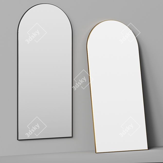 Elegant Arched Floor/Wall Mirror 3D model image 2