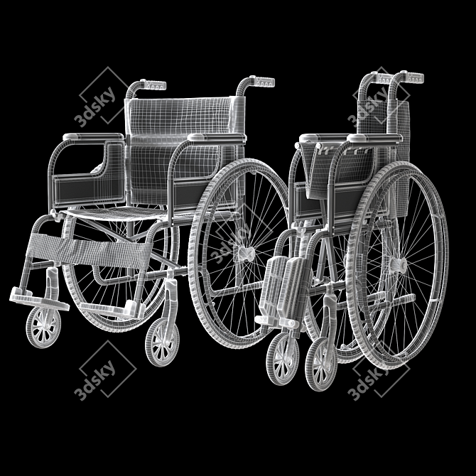 Versatile Hospital Wheelchair - Open & Folded 3D model image 6