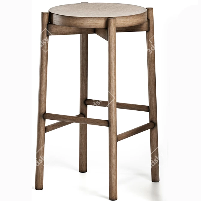 Modern Wooden Kotan Stool 3D model image 1