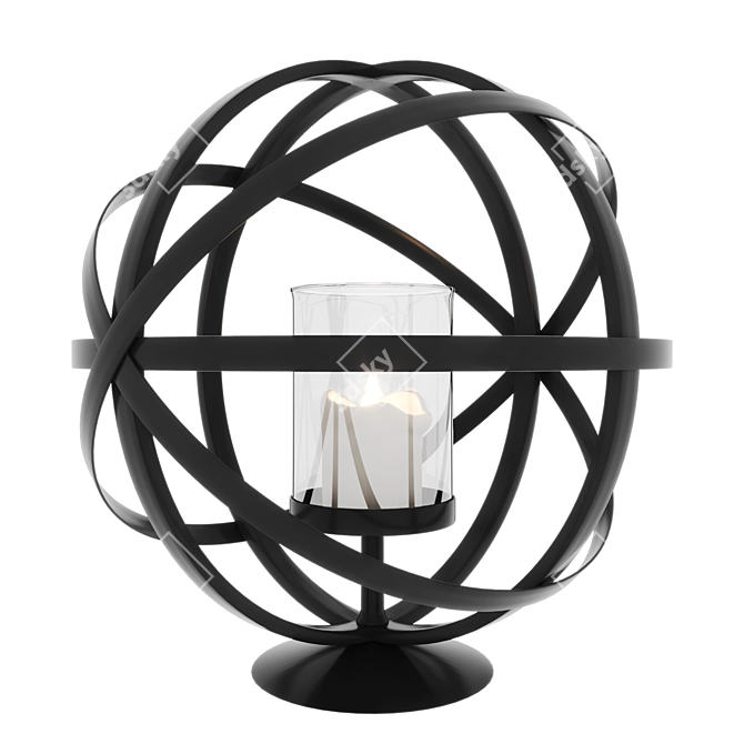 Elegant Noir Metal Sphere Photophore 3D model image 1