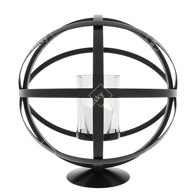 Elegant Noir Metal Sphere Photophore 3D model image 2