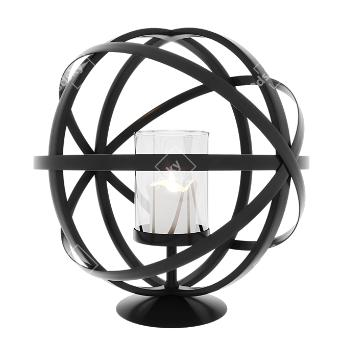 Elegant Noir Metal Sphere Photophore 3D model image 3