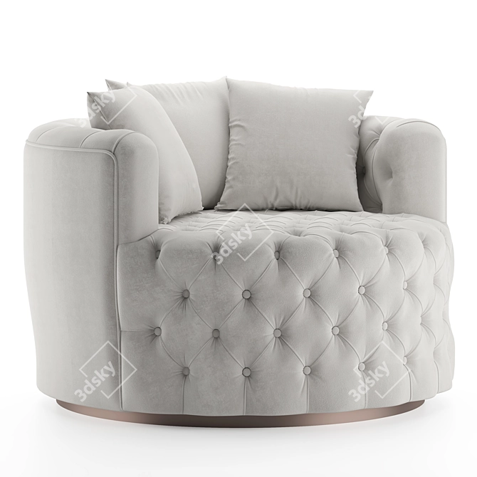 Retro Swivel Tufted Barrel Chair 3D model image 2