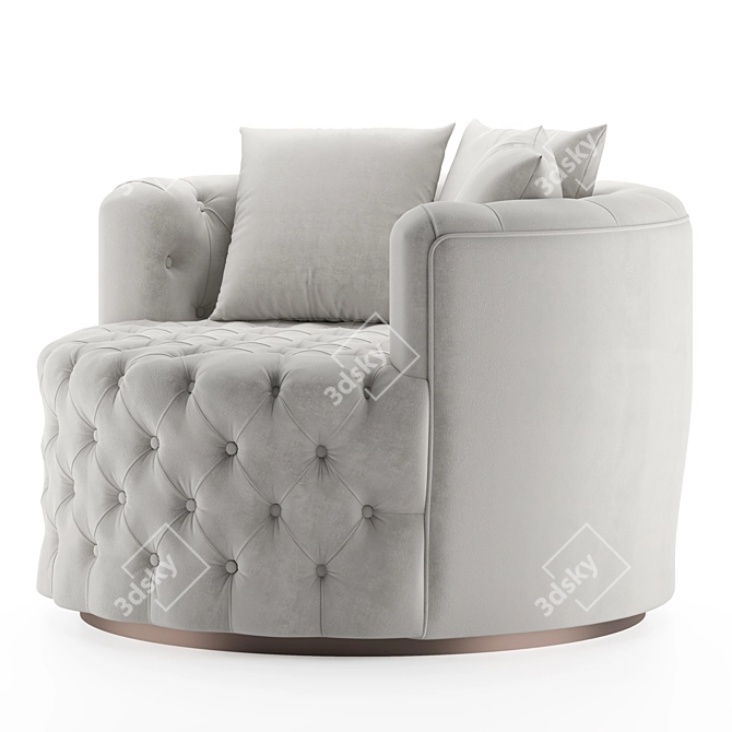 Retro Swivel Tufted Barrel Chair 3D model image 4