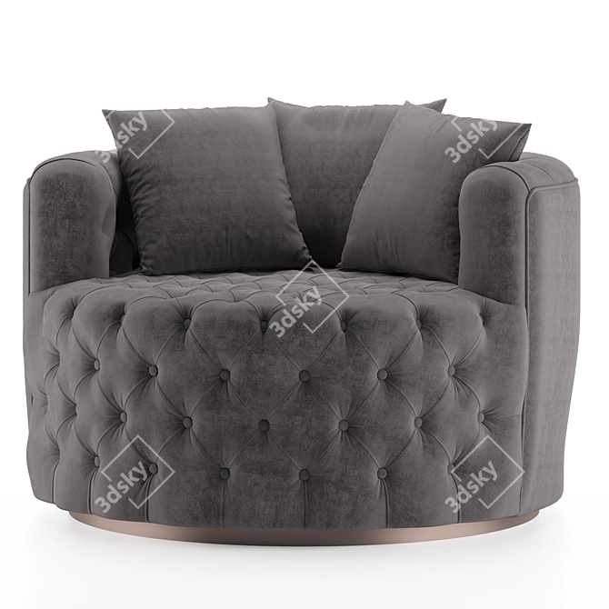 Retro Swivel Tufted Barrel Chair 3D model image 5