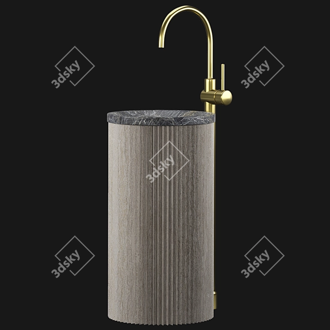 Elegant Stone Wash Basin 3D model image 1