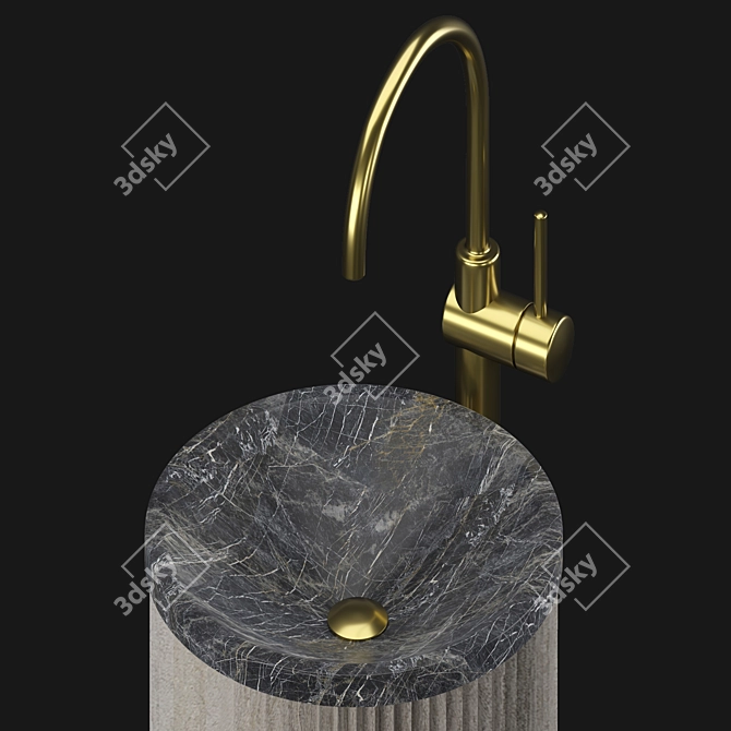 Elegant Stone Wash Basin 3D model image 2