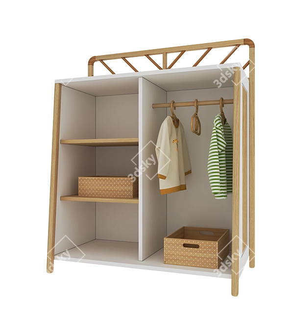 Montessori Wardrobe with Hanging Space 3D model image 1