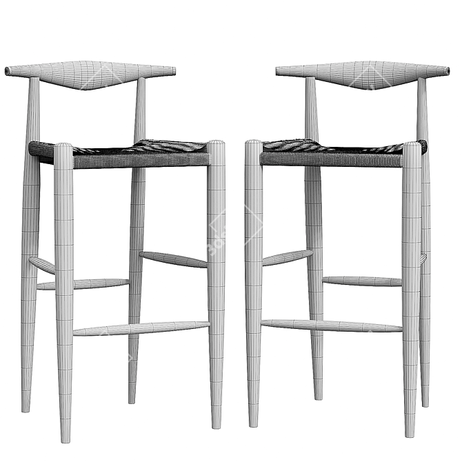 Sleek Scandinavian Design Counter Stool 3D model image 4