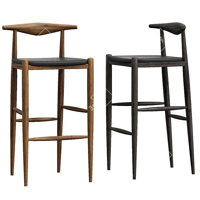 Sleek Metal Bar Stool 3D model image 1