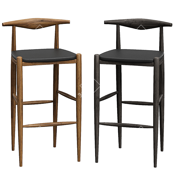 Sleek Metal Bar Stool 3D model image 3