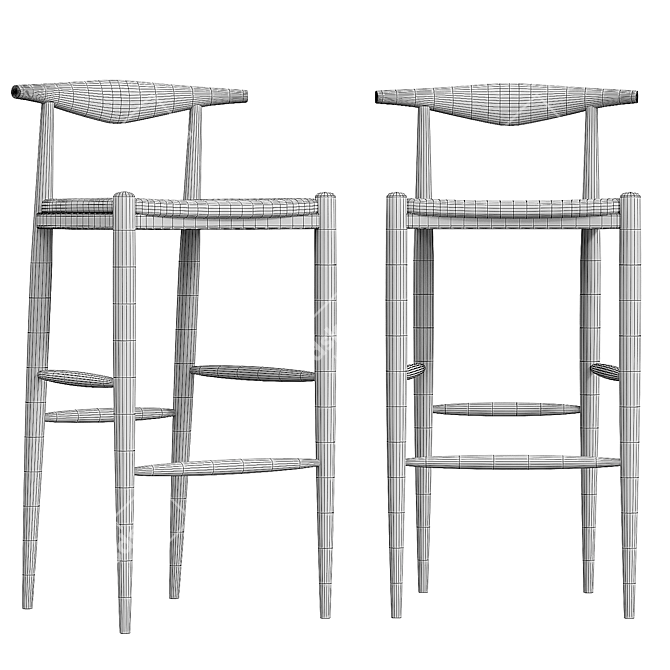 Sleek Metal Bar Stool 3D model image 4