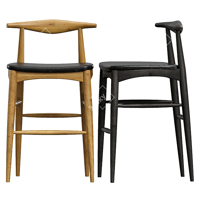 Sleek Swivel Barstool 3D model image 1