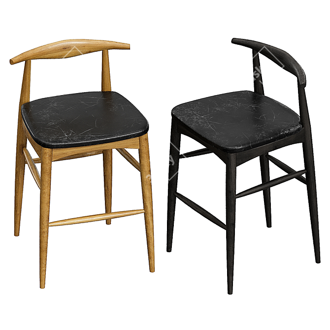 Sleek Swivel Barstool 3D model image 2