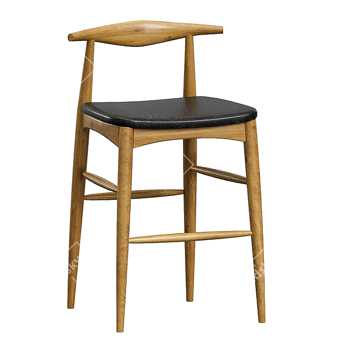 Sleek Swivel Barstool 3D model image 3