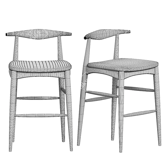 Sleek Swivel Barstool 3D model image 5