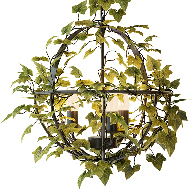 Vintage Industrial Ivy Sphere Chandelier 3D model image 1