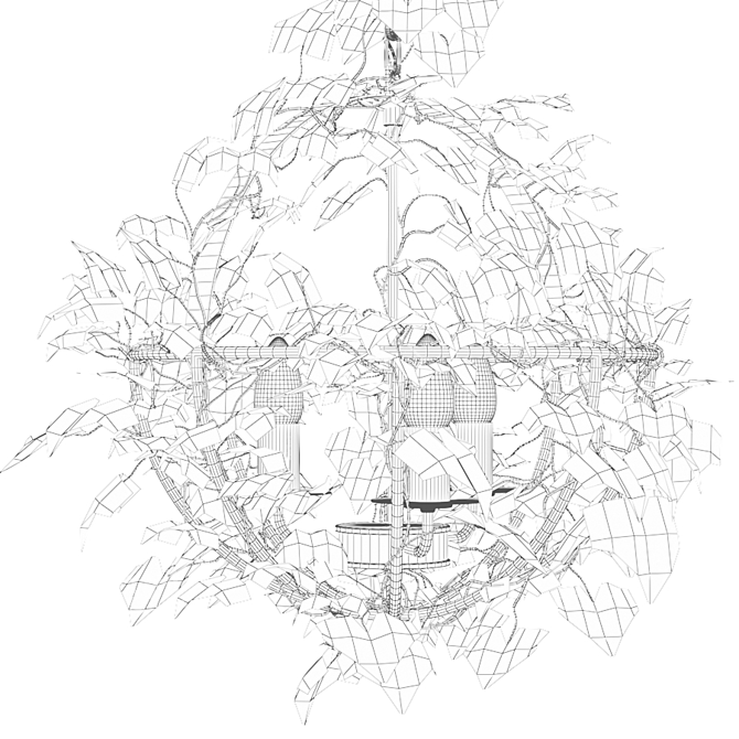Vintage Industrial Ivy Sphere Chandelier 3D model image 5