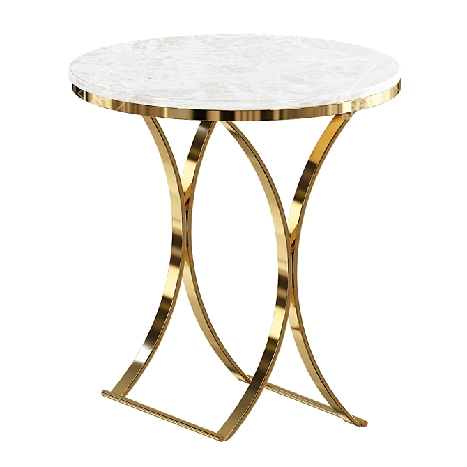 Marble & Gold Round Side Table 3D model image 1