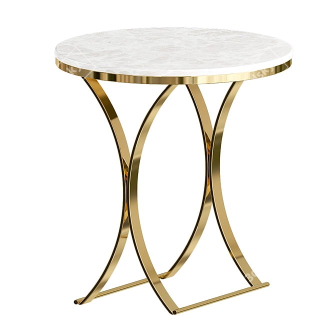 Marble & Gold Round Side Table 3D model image 2