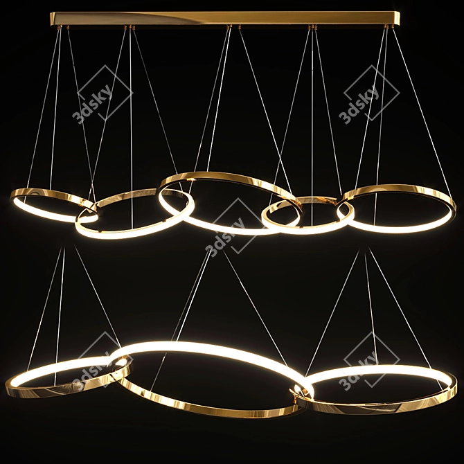 Sleek LED Art Deco Chandeliers 3D model image 2