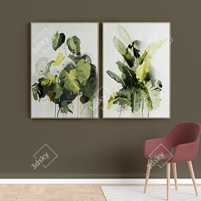 Elegant Framed Art Set: S-293 3D model image 5