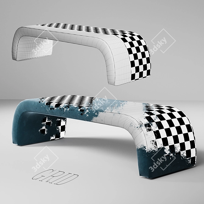 Contemporary Form Bench Seat 3D model image 4