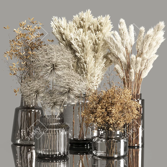 Elegant Dry Plants Bouquet 3D model image 1