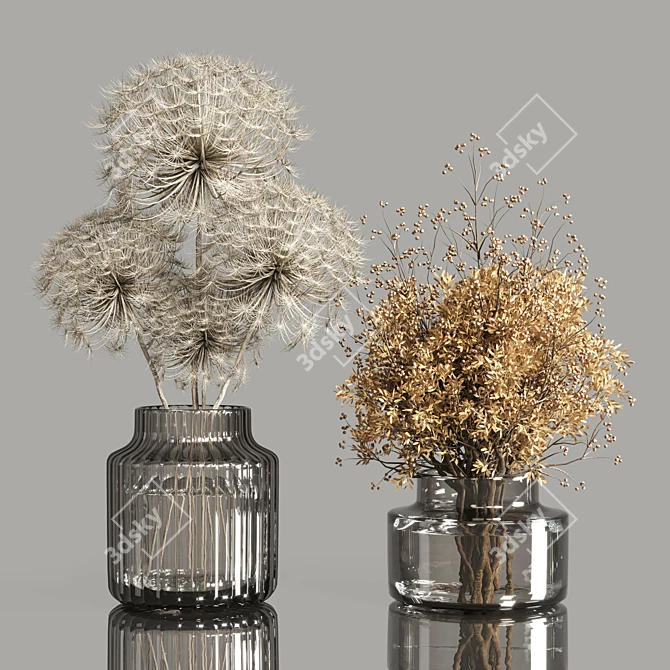 Elegant Dry Plants Bouquet 3D model image 2