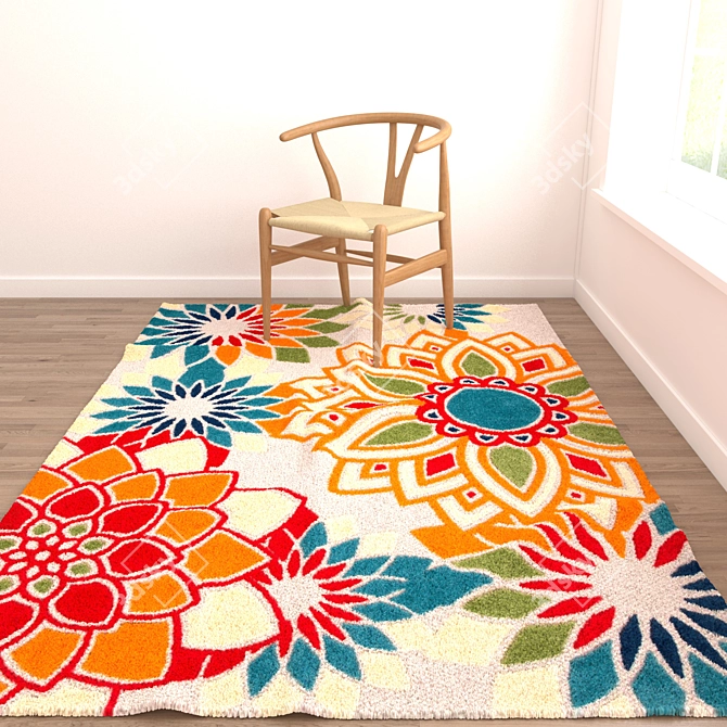 Elegant Floor Rugs Set 3D model image 5