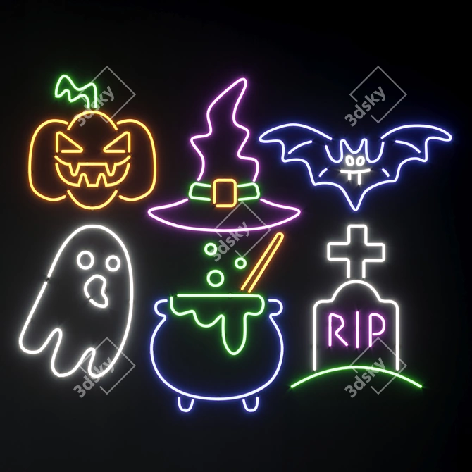 Spooky Neon Halloween Set 3D model image 1