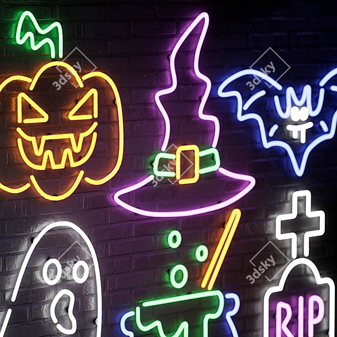 Spooky Neon Halloween Set 3D model image 2