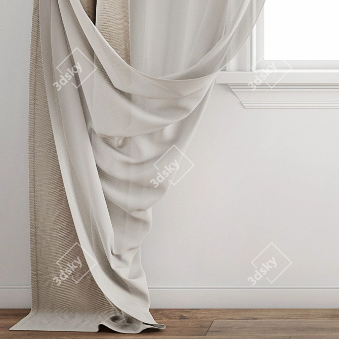 Modern Polygonal Curtain Set 3D model image 2