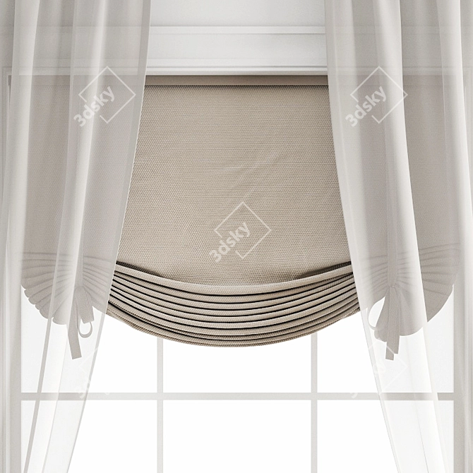 Modern Polygonal Curtain Set 3D model image 3