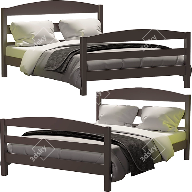 Harriet Bee Solid Wood Bed 3D model image 1