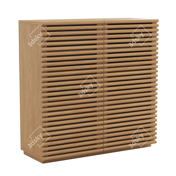 Vintage Oak Shoe Storage System 3D model image 1