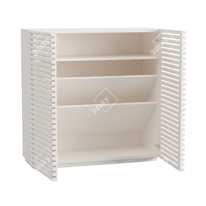 Vintage Oak Shoe Storage System 3D model image 4