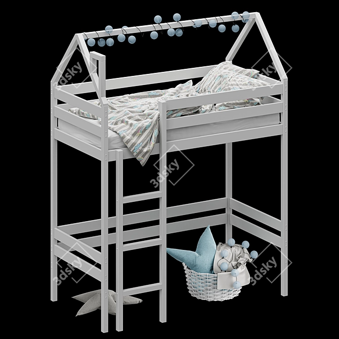 2-Story Baby Cot with Ladder & Play Area 3D model image 1