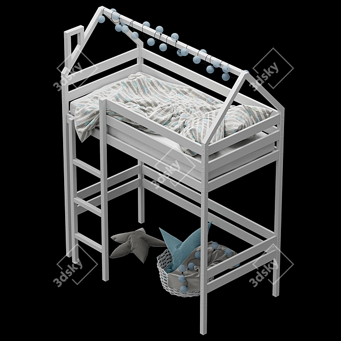 2-Story Baby Cot with Ladder & Play Area 3D model image 2