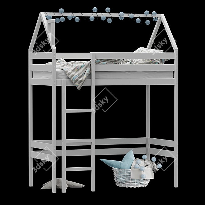 2-Story Baby Cot with Ladder & Play Area 3D model image 3