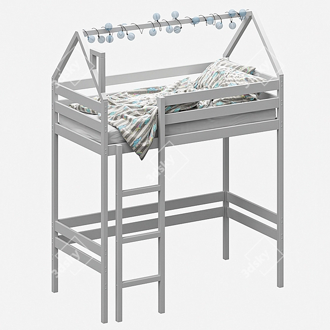 2-Story Baby Cot with Ladder & Play Area 3D model image 8