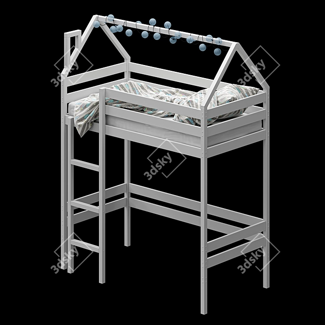 2-Story Baby Cot with Ladder & Play Area 3D model image 9